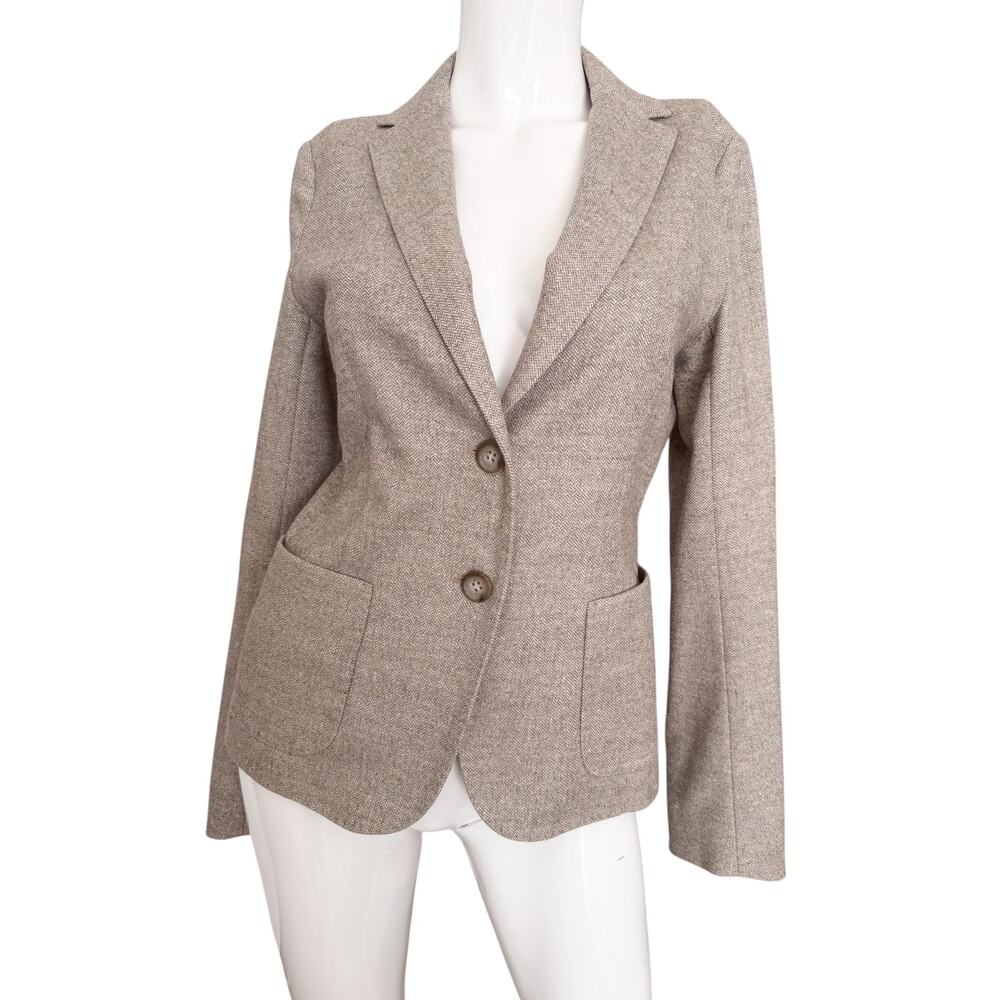 Max Mara Studio Wool Blazer Jacket Size 8 Micro Herringbone Tailored Classic